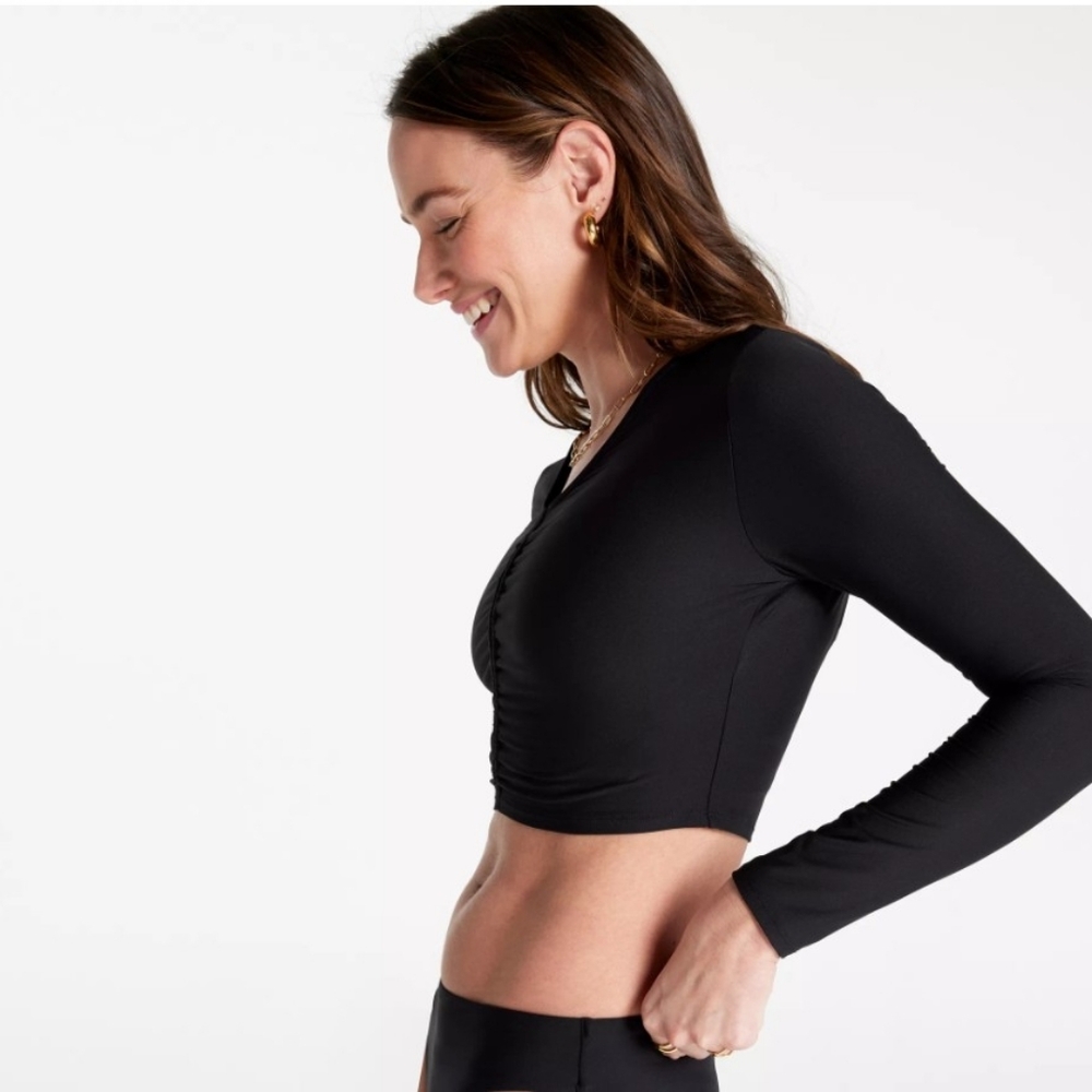 CALIA Long Sleeve Ruched Swim Rashguard - Picture 3 of 3